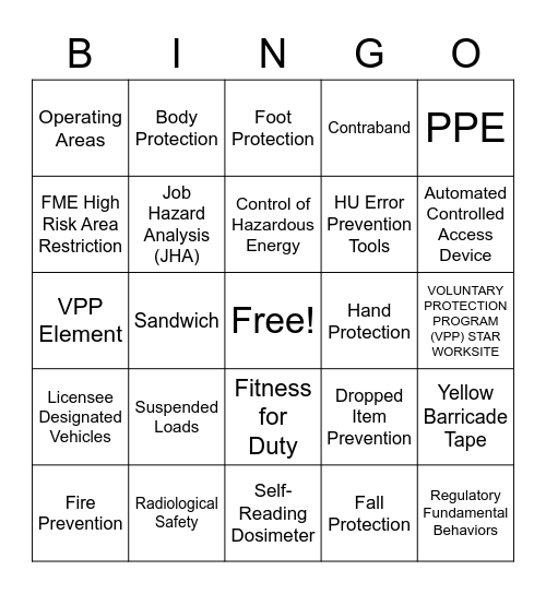 NRA PVNGS Bingo 2 Bingo Card