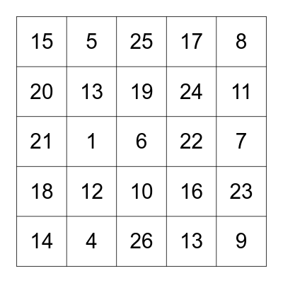 ENRICHED BINGO PARTY! Bingo Card