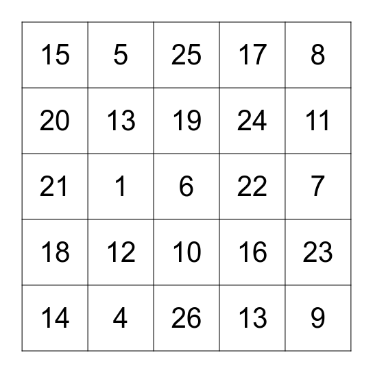 ENRICHED BINGO PARTY! Bingo Card