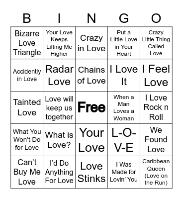 Love Bingo 2022 Bingo Card