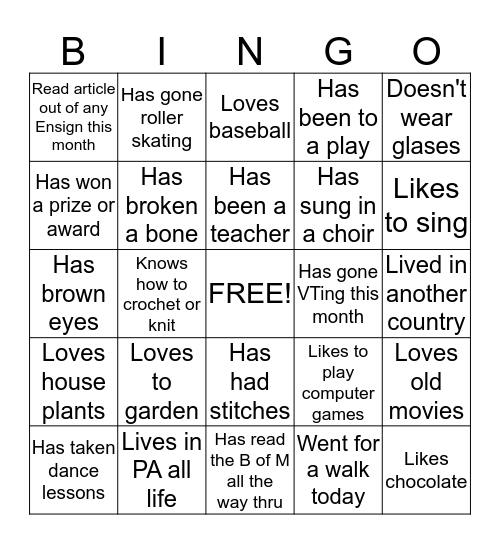 FHE Bingo Card