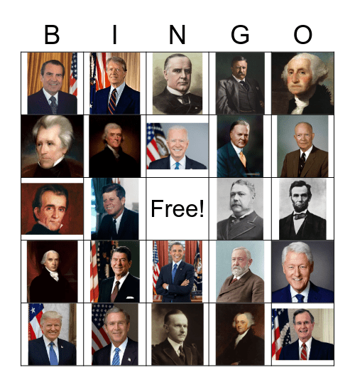 Presidents Bingo Card