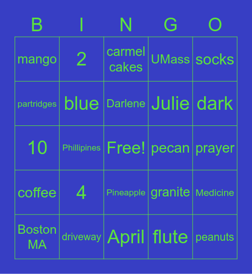 Steve's Farewell Bingo Card