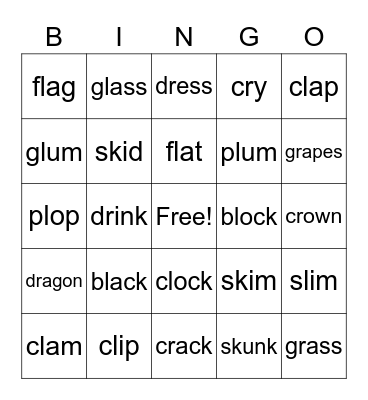 Blends Bingo Card