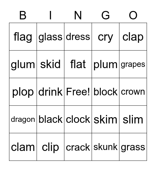 Blends Bingo Card