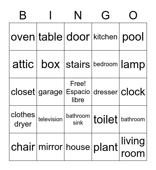 La casa Bingo Card