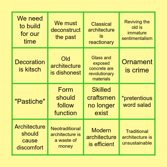 Modernist architecture Bingo Card