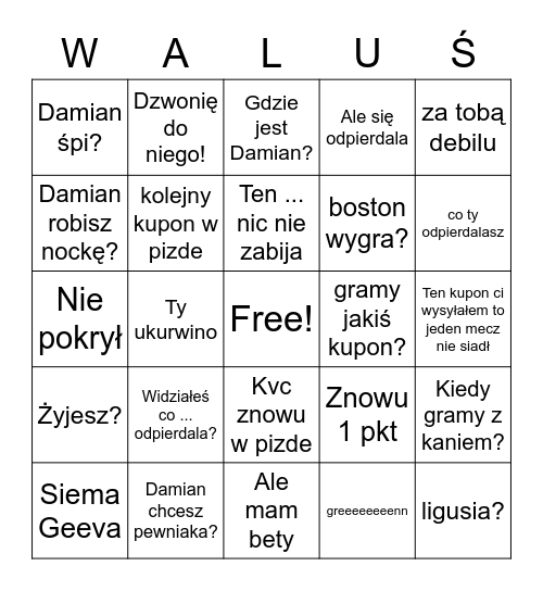 WALDEK Bingo Card