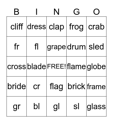 Phonics Monster 4 (Unit 1-2) Bingo Card