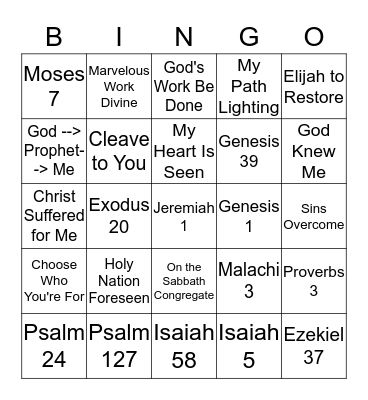 Old Testament Scripture Mastery Bingo Card
