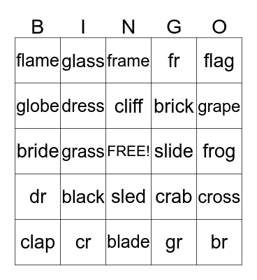 Phonics Monster 4 (Unit 1-2) Bingo Card