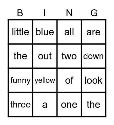 Tricky Word Bingo Card