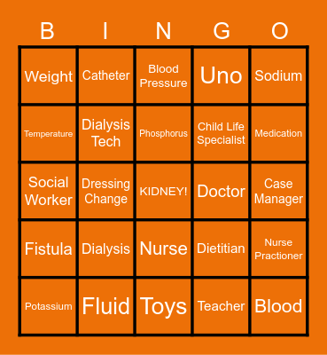 World Kidney Day Bingo Card