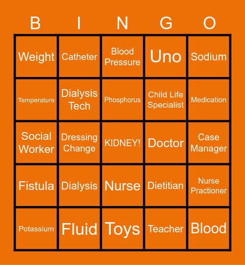 World Kidney Day Bingo Card