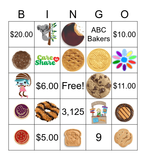 Girl Scout Cookie Bingo Card