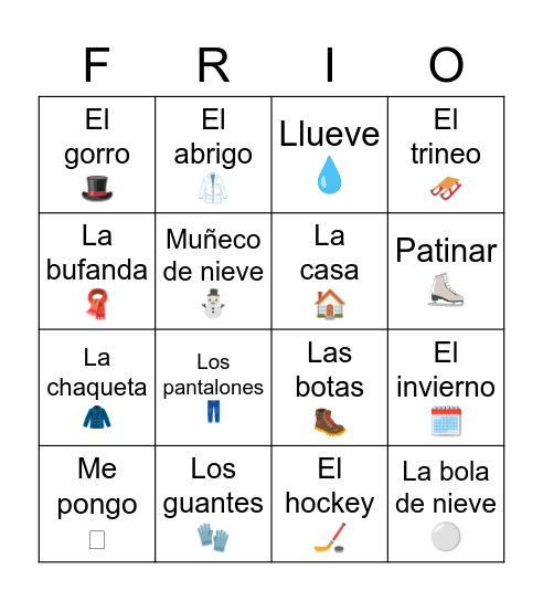 El invierno Bingo Card