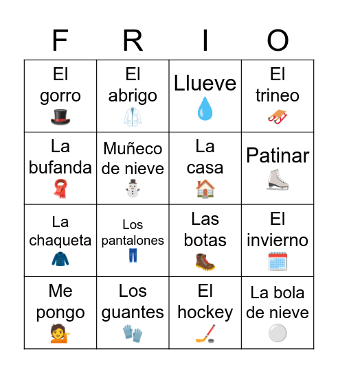 El invierno Bingo Card