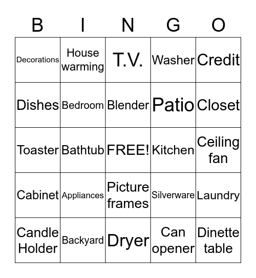 House Bingo Card