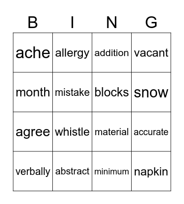 LITERACY Bingo Card