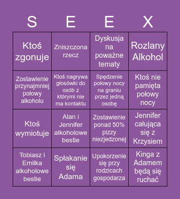 Imprezowe Bingo 18/02/2022 Bingo Card