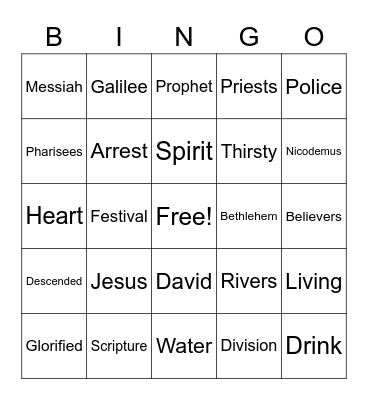 John 7: 37-52 Bingo Card