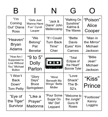 The 80s Bingo Card