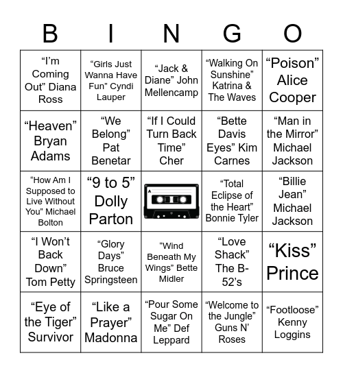 The 80s Bingo Card