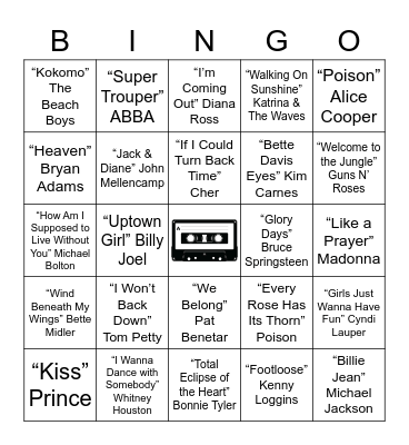the 80s Bingo Card