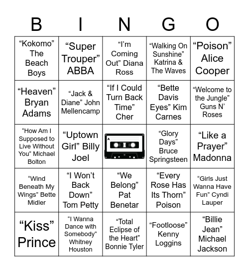 the 80s Bingo Card