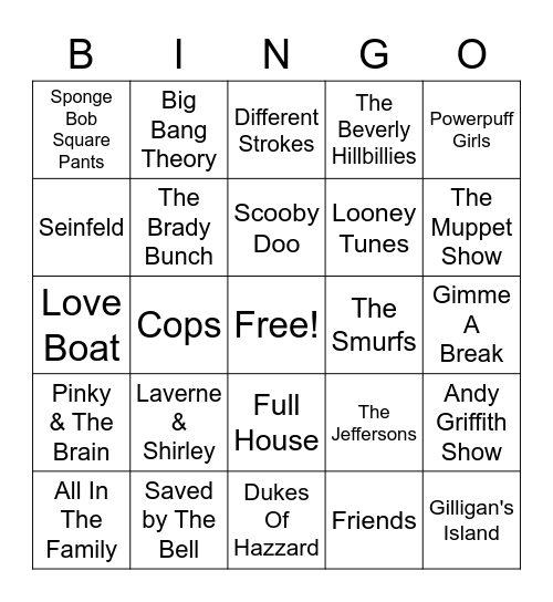 TV Theme Cover All Bingo Card