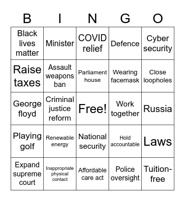 Political Bingo Card