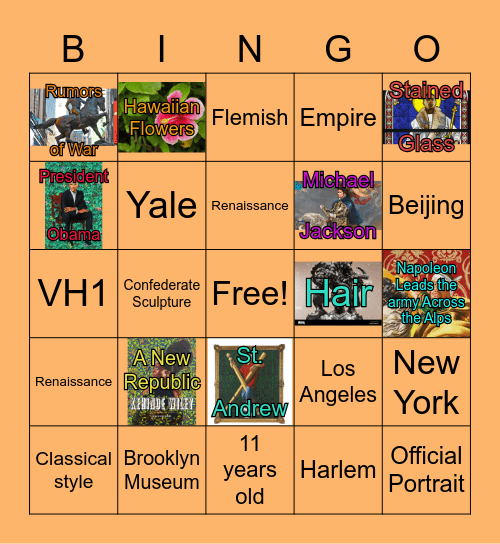 Kehinde Wiley Bingo Card