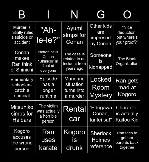 Detective Conan Bingo Card