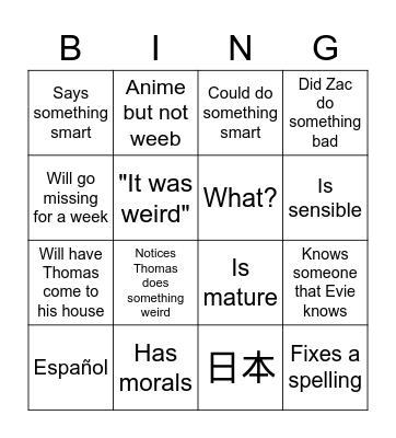 Krishh Bingo Card