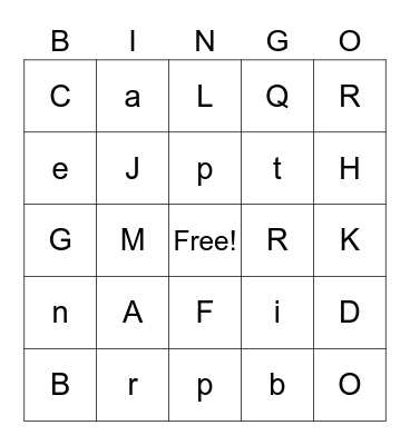 Letters are fun! Bingo Card