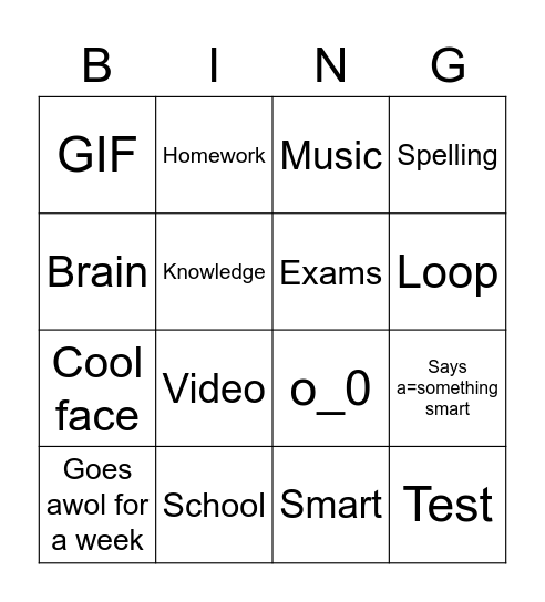 Simeon Bingo Card