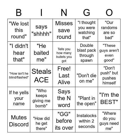 Valorant 2 Bingo Card