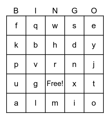 ABC BATTLE BINGO Card