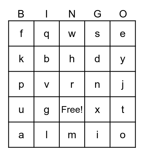 ABC BATTLE BINGO Card