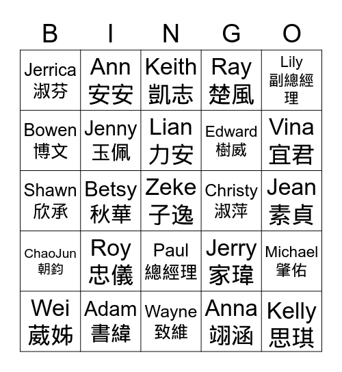 KYS Bingo Card