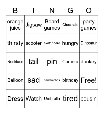 Unit 1 Bingo Card