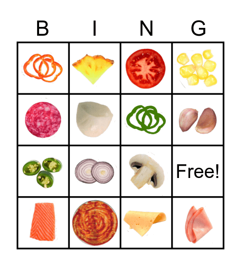 Pizza Bingo Card