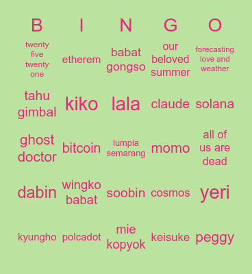 joy Bingo Card