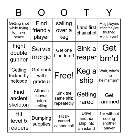 Sea of Thieves Bingo Card