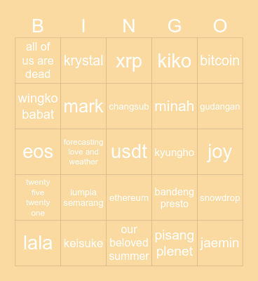 yeyi Bingo Card