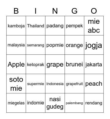 khalila Bingo Card