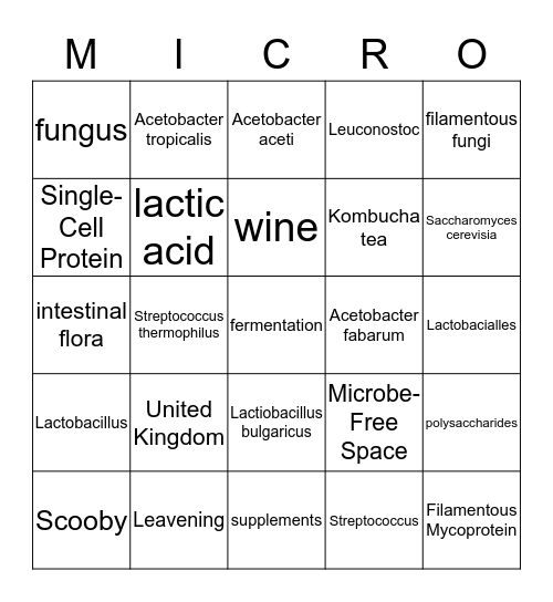 MICROBE BINGO  Bingo Card