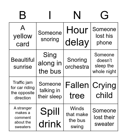 De busreis Skicie (Vo) Bingo Card