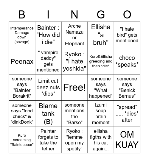Pandaemonium savage reclear Bingo Card