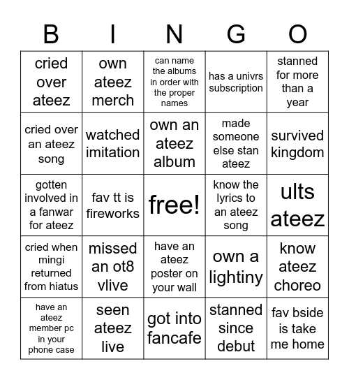atiny bingo ! Bingo Card